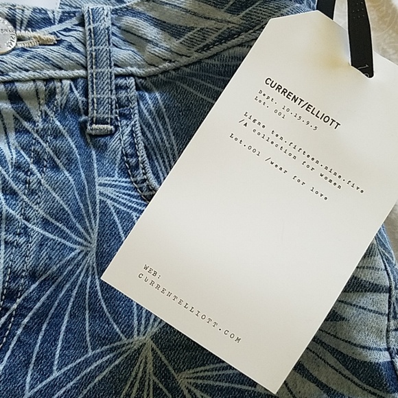 Current/Elliot High Waist Palm Leaf Denim Shorts - Picture 5 of 8